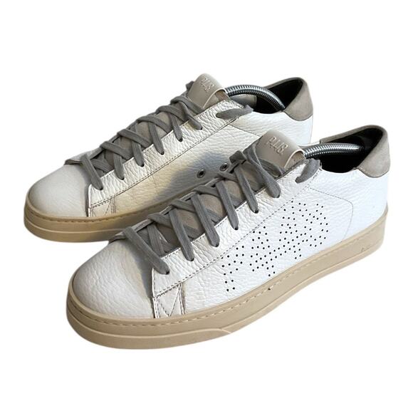 P448 Jack Lace Up Closure Women’s EU 39 US 8 Leather Sneaker White & Gray Italy - Picture 6 of 16